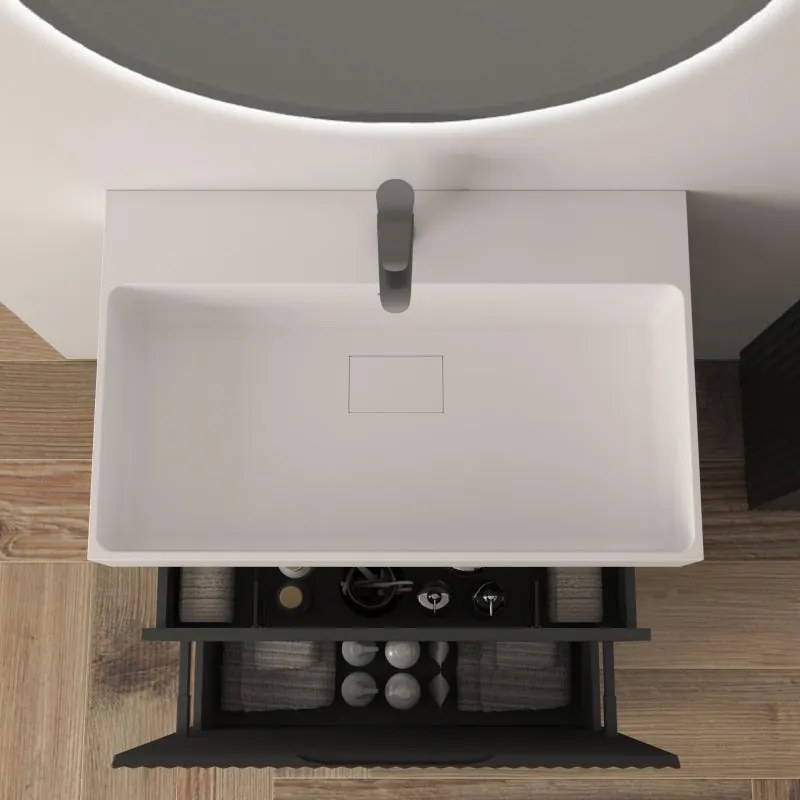 Mobile da bagno sottolavabo Cortina L70 X P45 X H 79cm, cannettato, nero opaco
