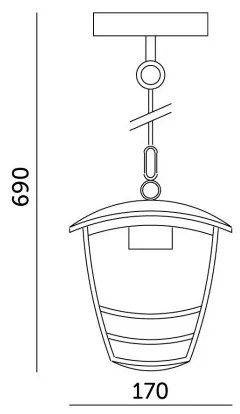 Lampadario da esterno a sospensione con catena TEVIO 1xE27/60W/230V IP54 nero