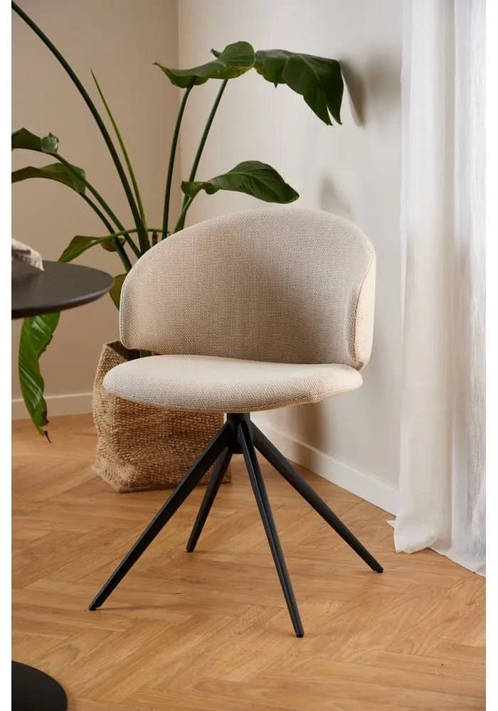 Sedia da pranzo beige in imbottito con braccioli Ella – Actona