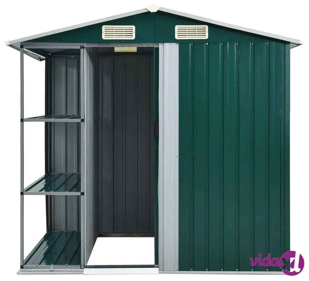 vidaXL Capanno da Giardino con Scaffali Verde 205x130x183 cm in Ferro