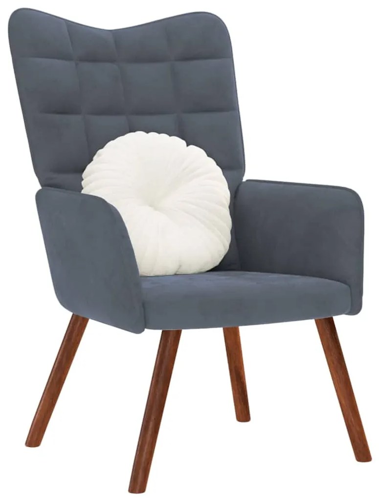 Sedia Relax Grigio Scuro İn Velluto /