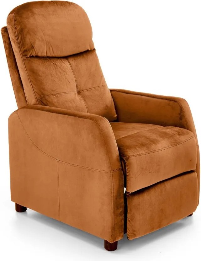 Poltrona reclinabile Felipe 2 in velluto cannella - H103 cm