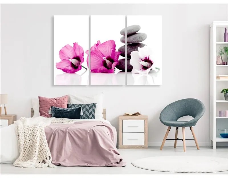 Quadro Calm Mallow (3 Parts) Pink  Colore Bianco, Dimensioni e Misure 120x80