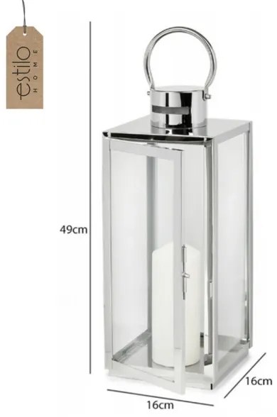 Lanterna decorativa 49 cm in cromo lucido