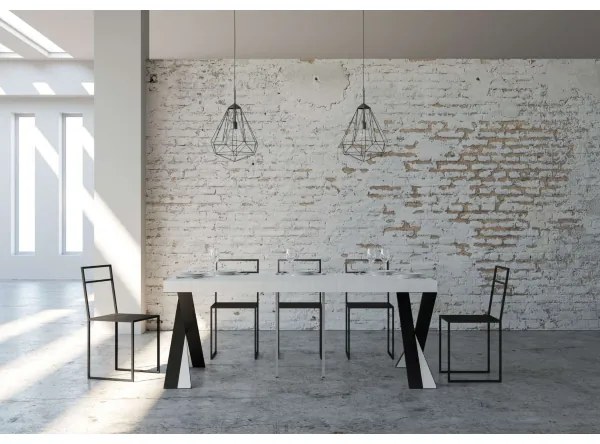 Consolle allungabile 90x40 cm DIAGO PREMIUM Bianco Frassino fino a 300 cm