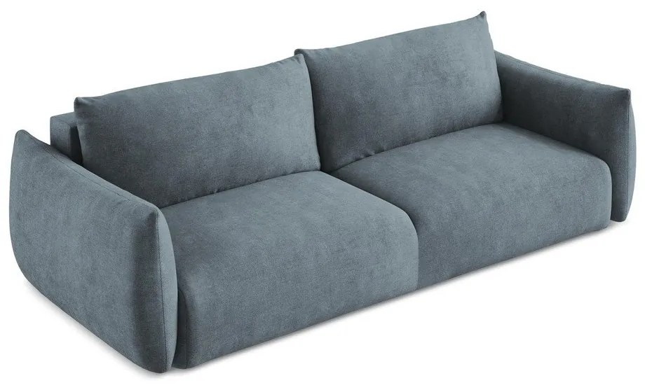 Divano blu allungabile con rivestimento in ciniglia 230 cm Leila – Makamii