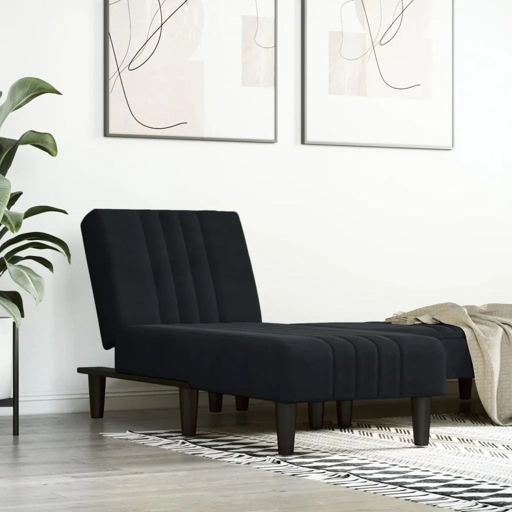 Chaise Longue İn Velluto Nero /