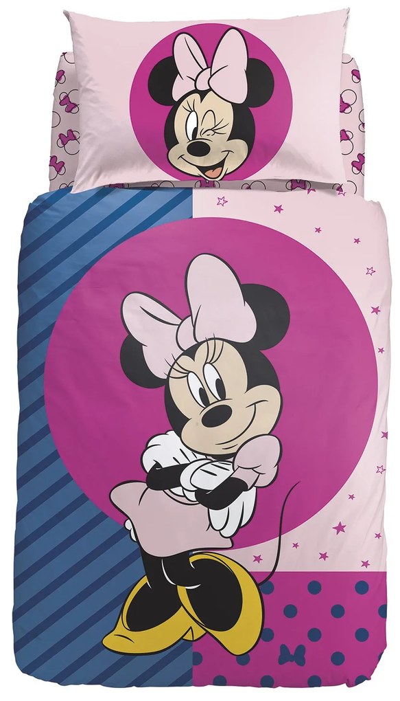 Completo Copripiumino in Cotone Minnie Smile Singolo Warner