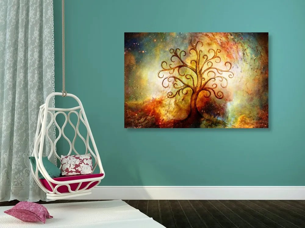 Quadro su tela – Albero della vita con astrazione dell'universo