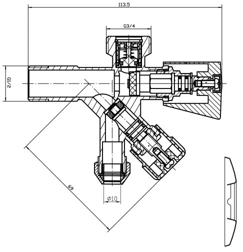 Aqualine - Valvola combinata in cromo lucido