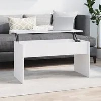 Tavolino da Salotto Bianco 102x50,5x52,5cm in Legno Multistrato 809629