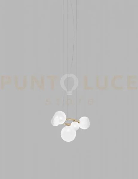 Puppet ring sospensione 5 bianco sfumato oro satinato 5 luci attacc...