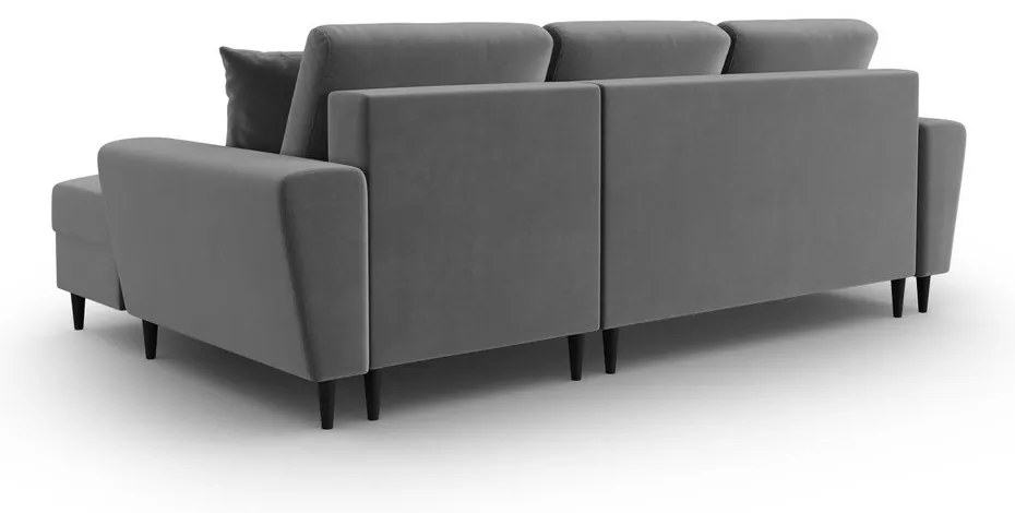 Divano angolare grigio chiaro allungabile e con contenitore (con penisola a destra/con chaise lounge) con rivestimento in velluto Kyoto – Cosmopolitan Design