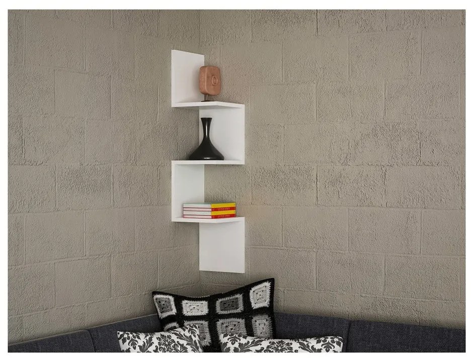 Libreria a parete bianca con mensole Corner - Furny Home