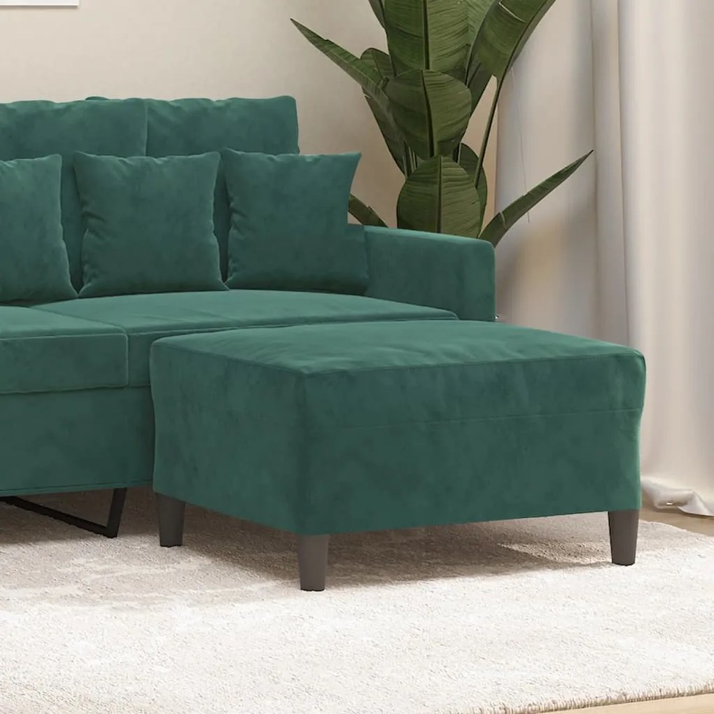 Poggiapiedi Verde Scuro 70x55x41 Cm İn Velluto /