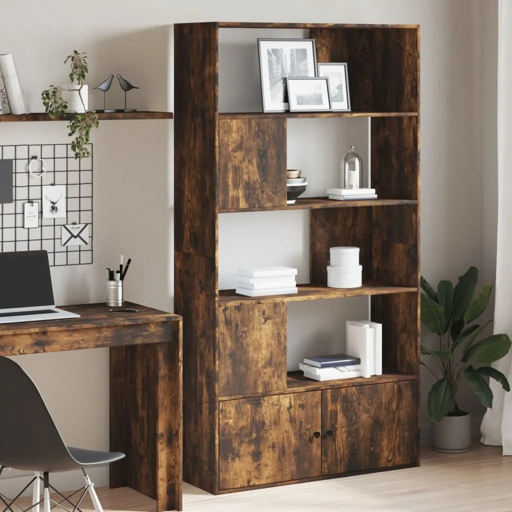 Libreria Rovere Fumo 100x36x189 Cm İn Legno Multistrato /