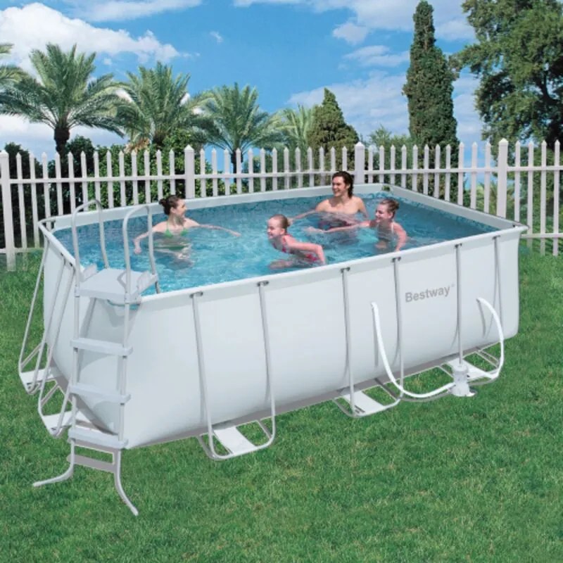 56456 piscina con telaio fuori terra rettangolare Power Steel 412x201x122 cm con pompa filtro a cartuccia - Bestway