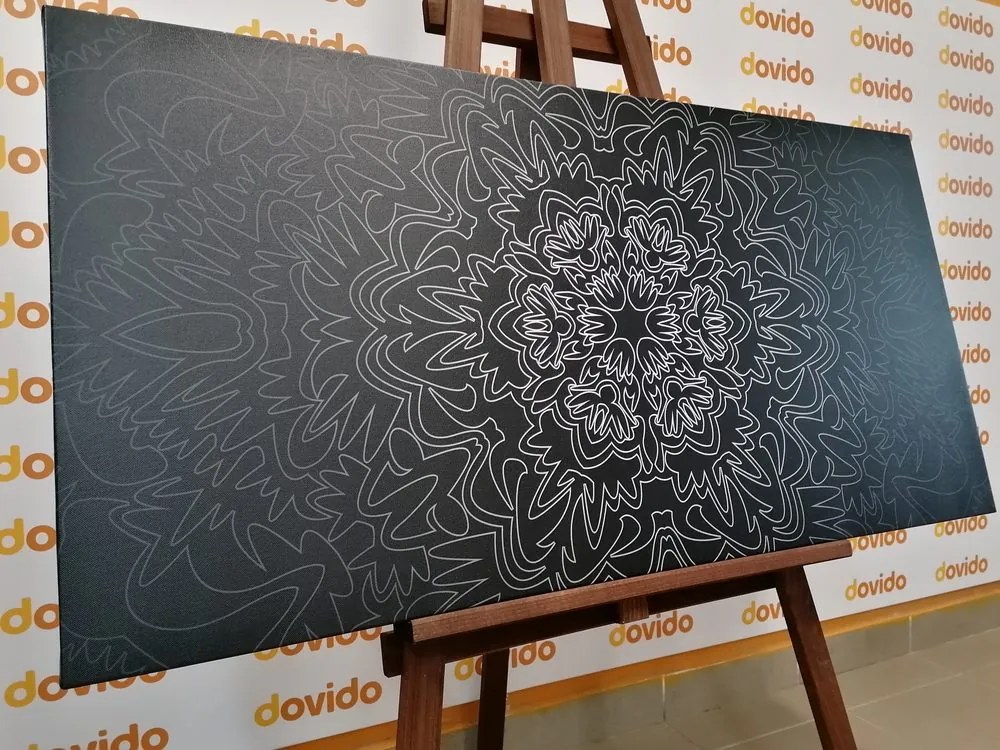 Quadro su tela – Mandala ornamentale in bianco e nero