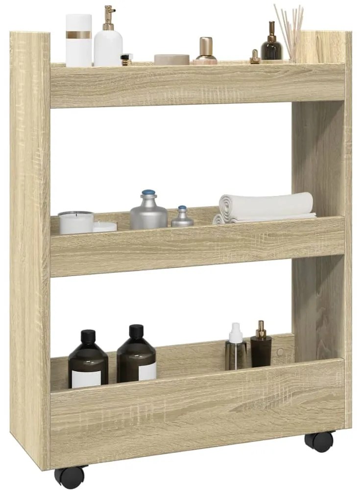 Carrello Stretto A 3 Livelli Rovere Sonoma İn Truciolato /