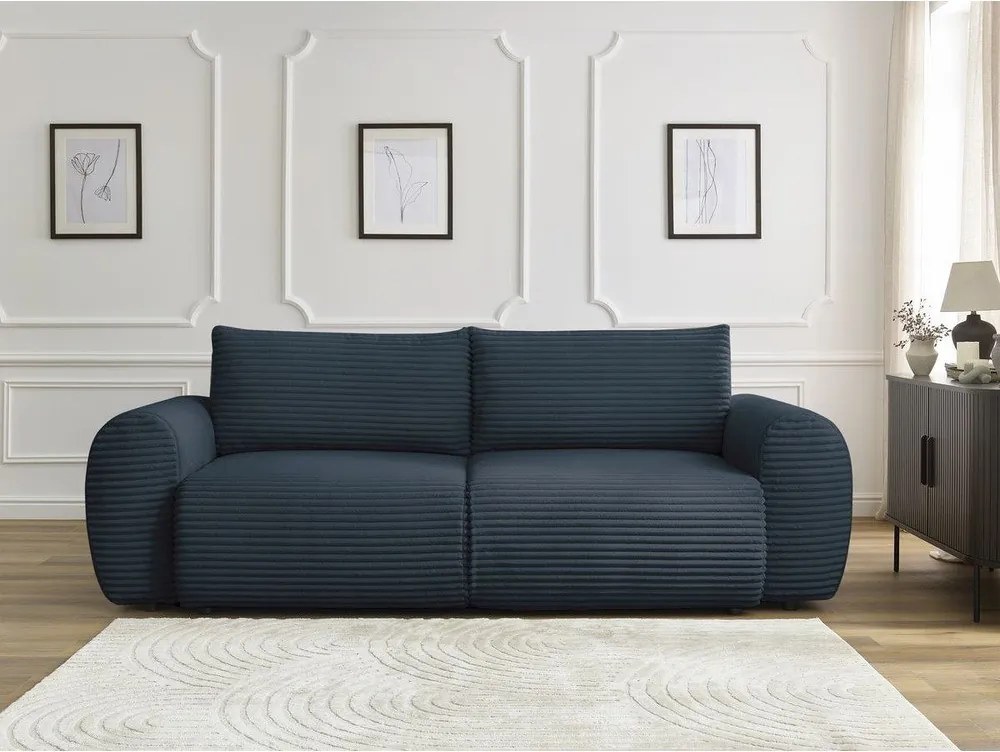 Divano in blu scuro allungabile con rivestimento in velluto a coste 257 cm Lucien – Bobochic Paris