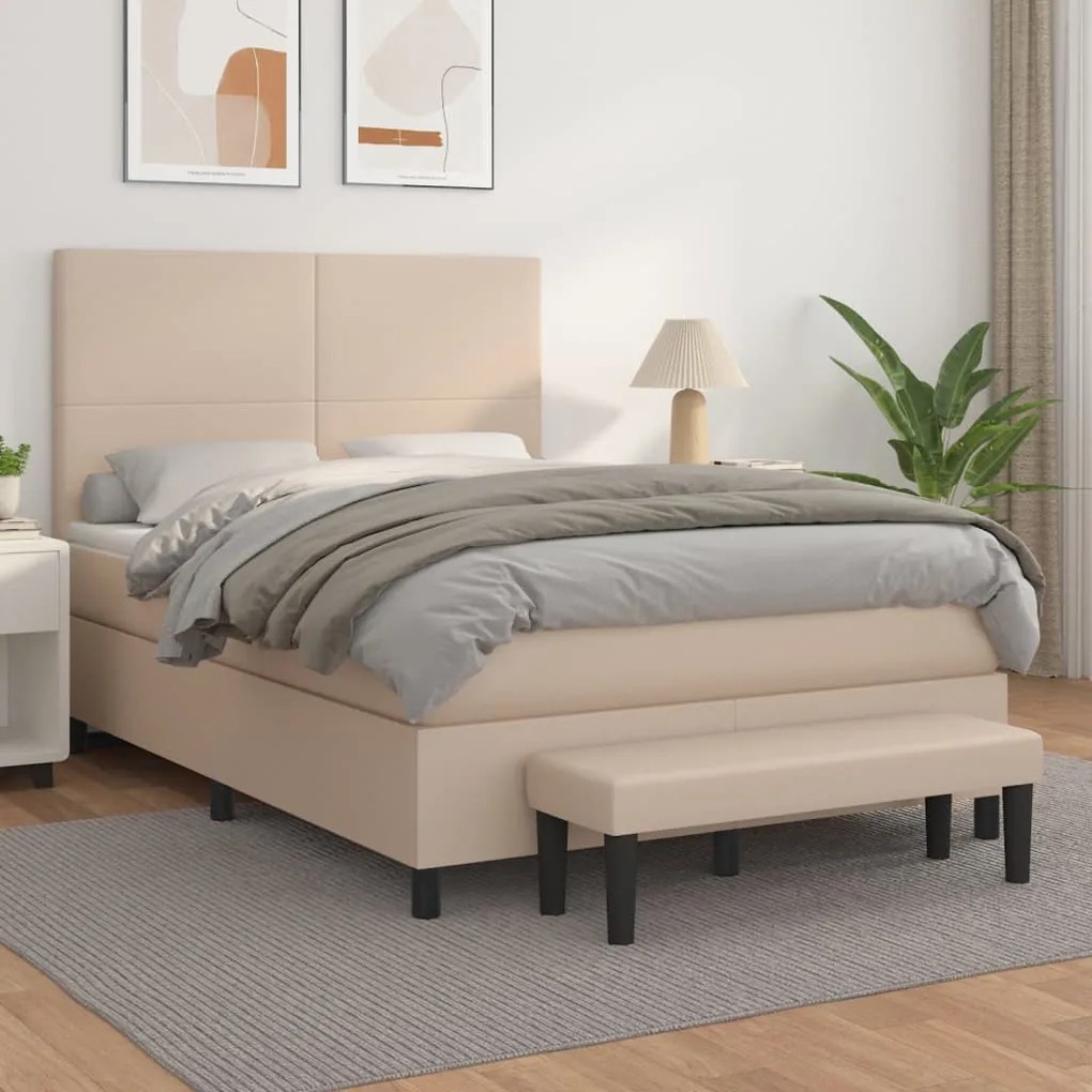 Giroletto A Molle Con Materasso Cappuccino 140x200cm Similpelle /