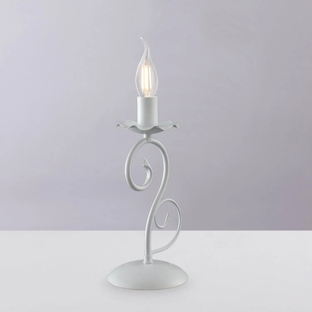 Lumetto Provenzale Alma 1 Luce Ferro Battuto Bianco Shabby