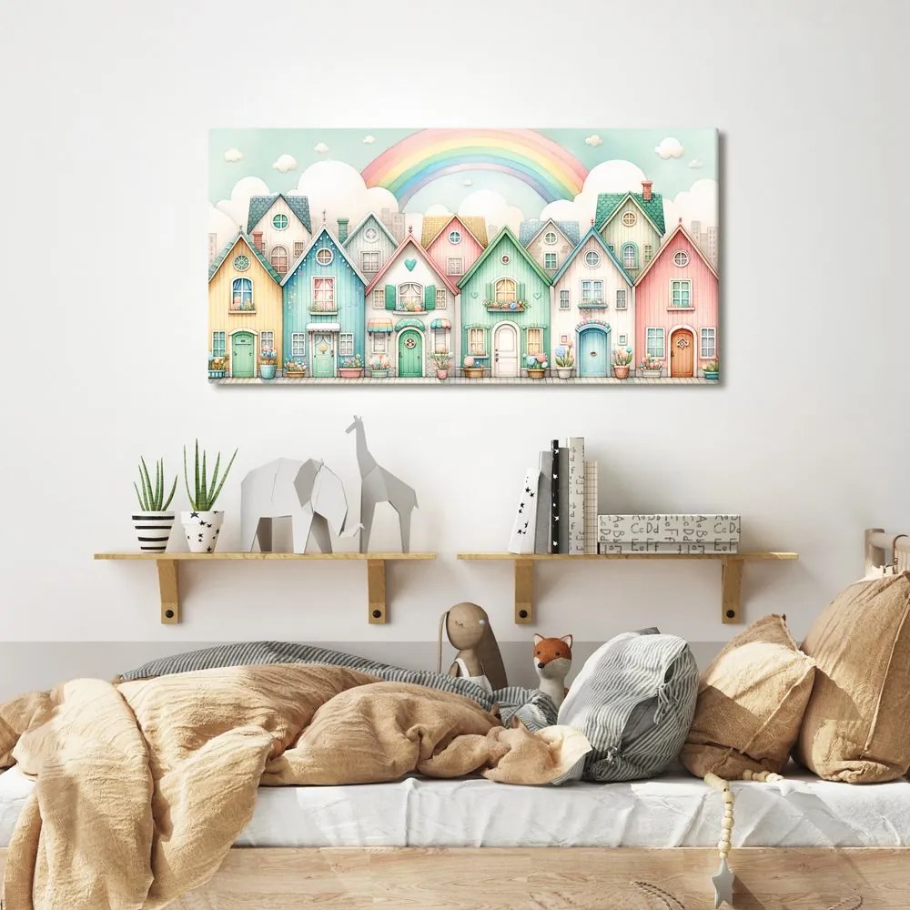 Quadro su tela – Strada da favola con allegro arcobaleno