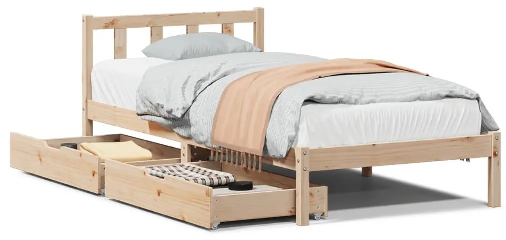 Letto senza materasso 75x190 cm in legno massello pino