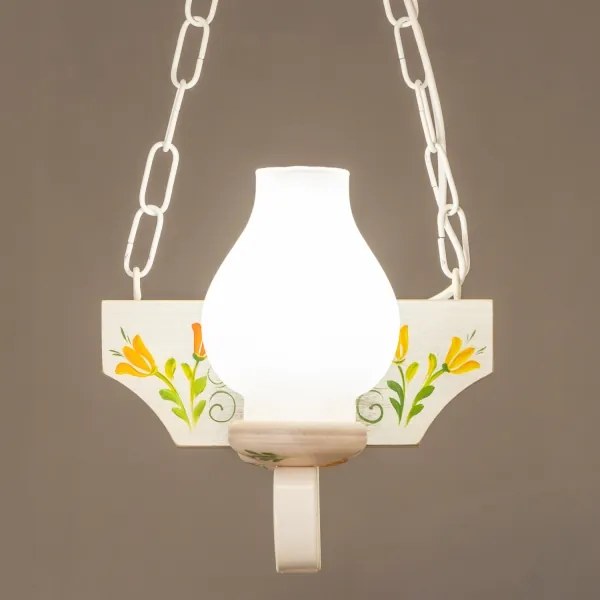 Brilagi - Lampadario a sospensione con catena QUEEN 2xE14/40W/230V faggio/color crema