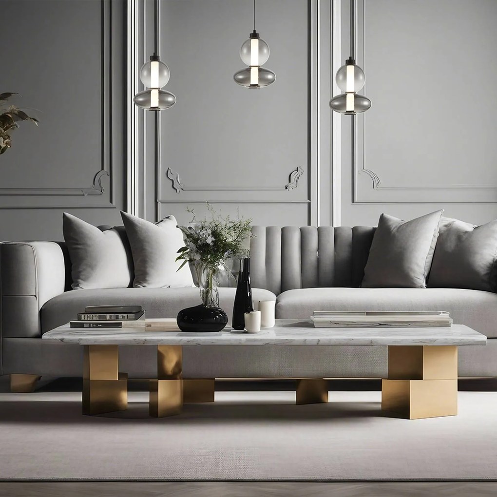 Eko-Light Lampada LED a sospensione Daphne, vetro grigio trasparente, altezza 28 cm