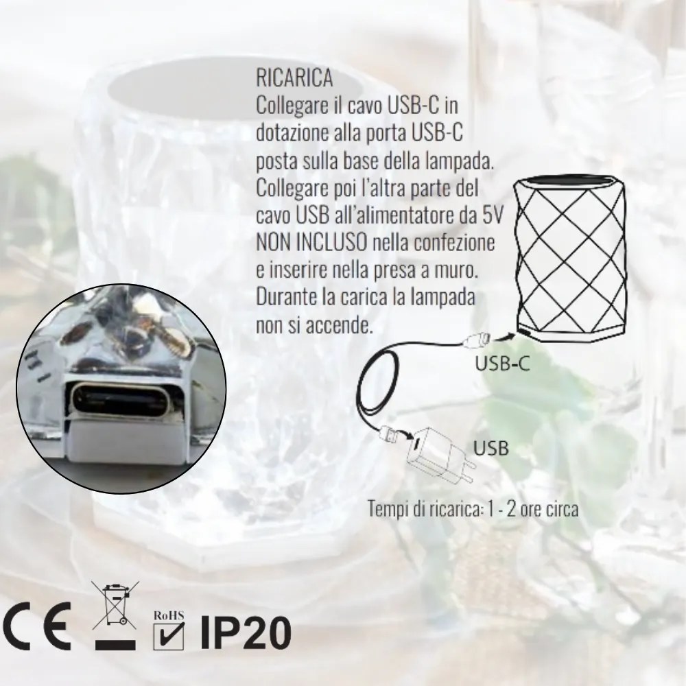 Lampada da Tavolo Touch LED Ricaricabile USB, 3 Tipi di Luce Regolabili per Casa, Bar, Pub e Ristoranti