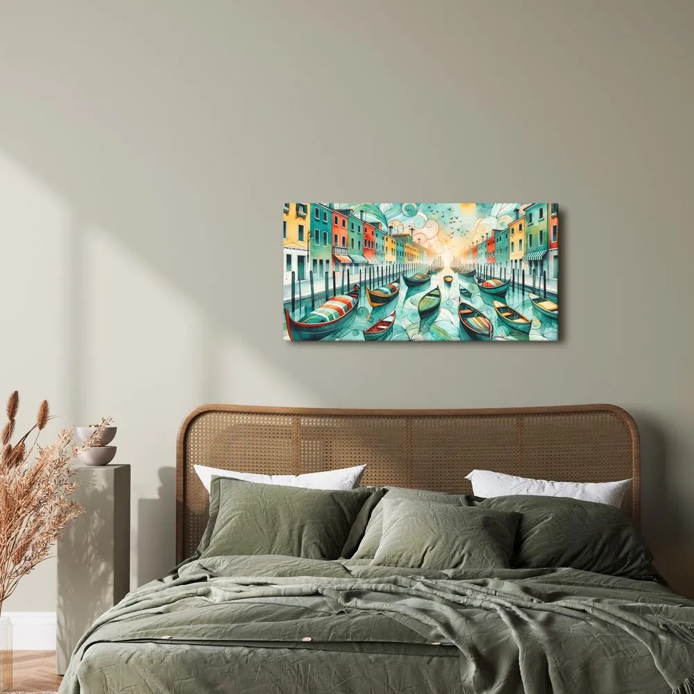 Quadro su tela – Canale veneziano pieno di vita e colori