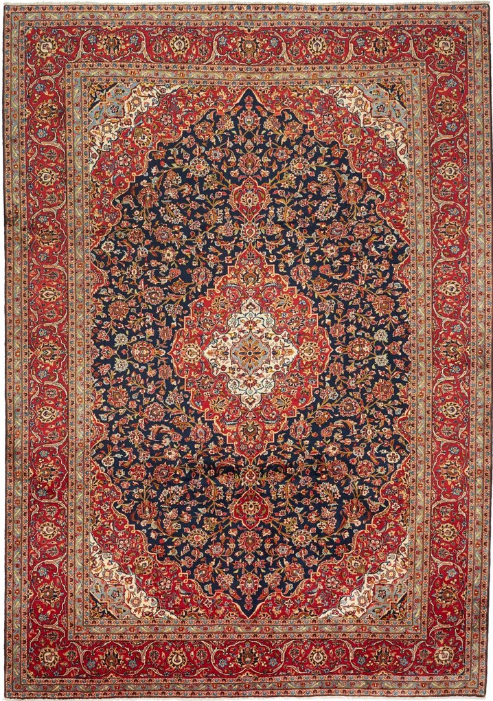 Kashan Tappeto persiano 250x360 Blu (Iran) Annodato A Mano