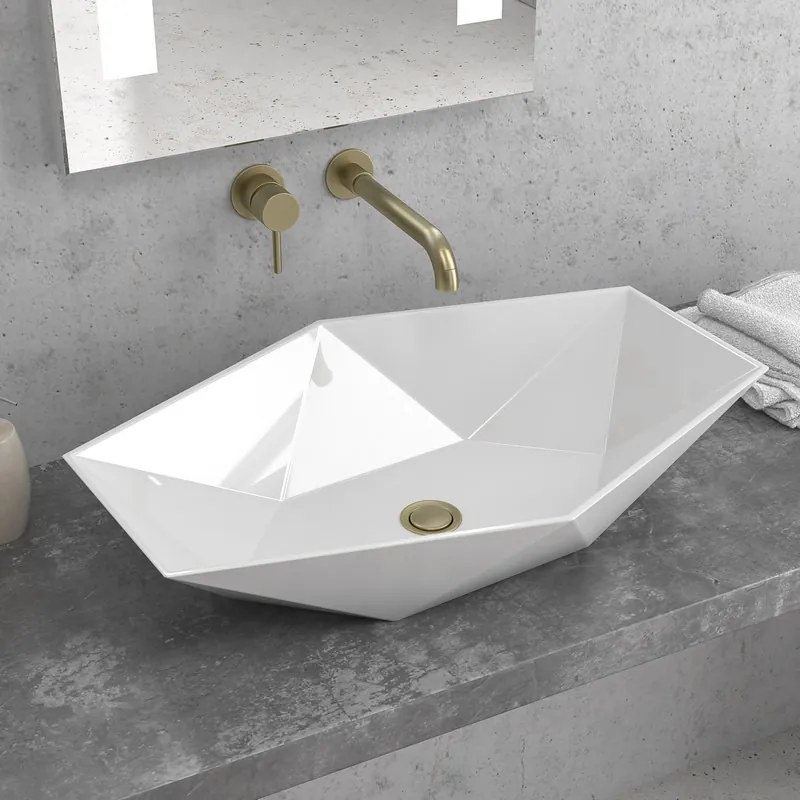 Lavabo da appoggio 64cm esagonale bianco | Litos-K64 - KAMALU