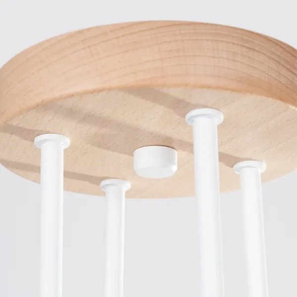 Sollux SL.1665 - Lampadario a plafone TIMBO 4xE27/15W/230V bianco/beige/faggio