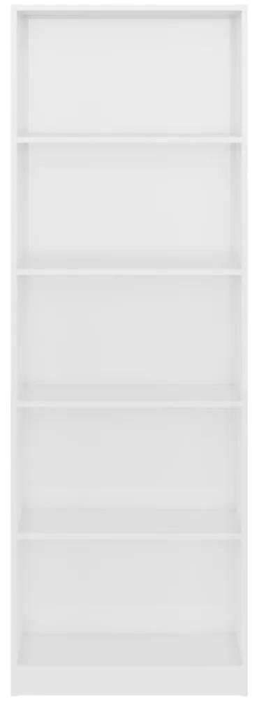 Libreria a 5 ripiani bianco lucido 60x24x175 cm in truciolato