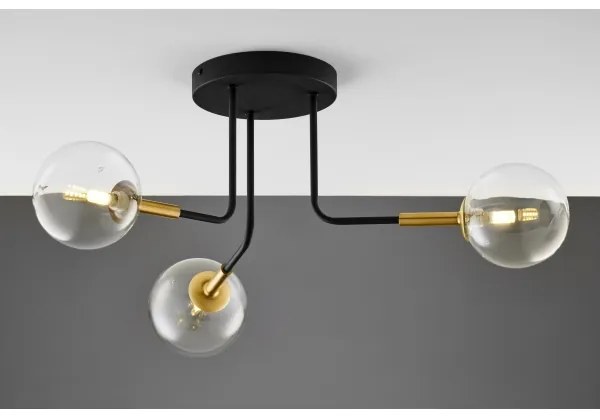 Jupiter 2039 - Lampadario a sospensione con supporto rigido BURANO 3xG9/10W/230V nero/oro/limpido