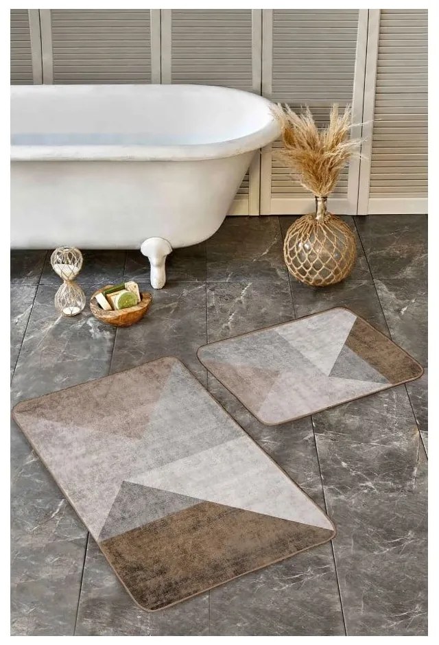 Set di tappetini per il bagno grigi/marroni in velluto 2 pz 60x100 cm – Mila Home