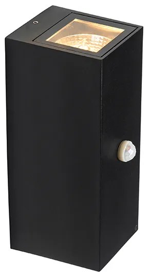 Applique da parete nera 2 luci IP44 con sensore di movimento - Baleno