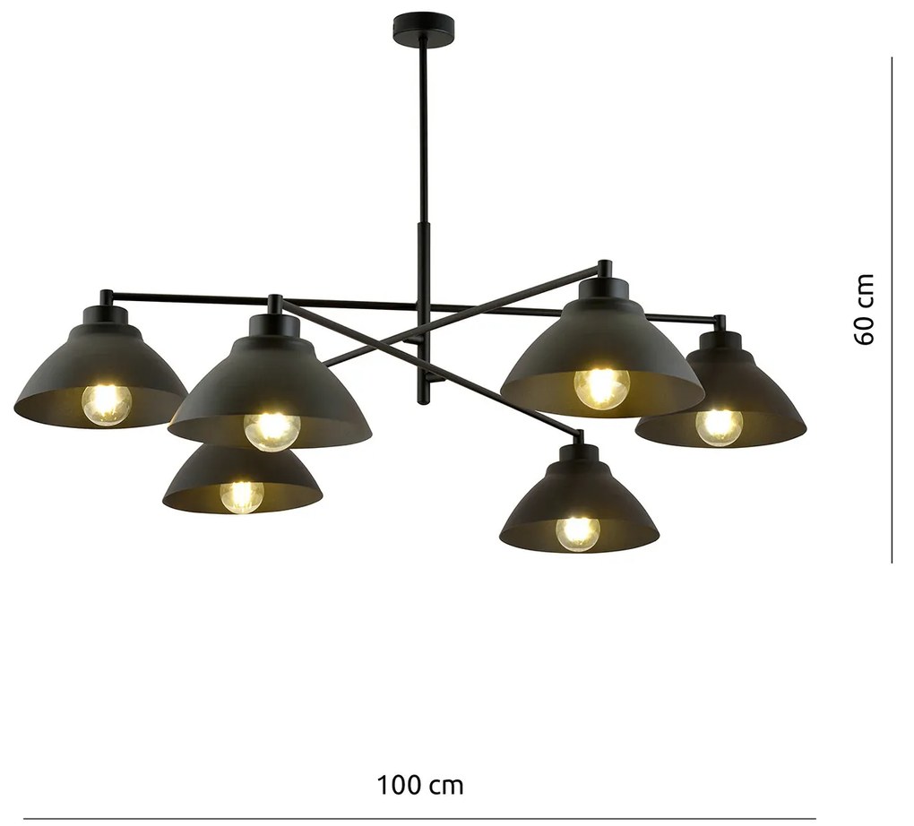 Lampadario Minimal Castore Acciaio Bianco Nero 6 Luci E27 Ip20