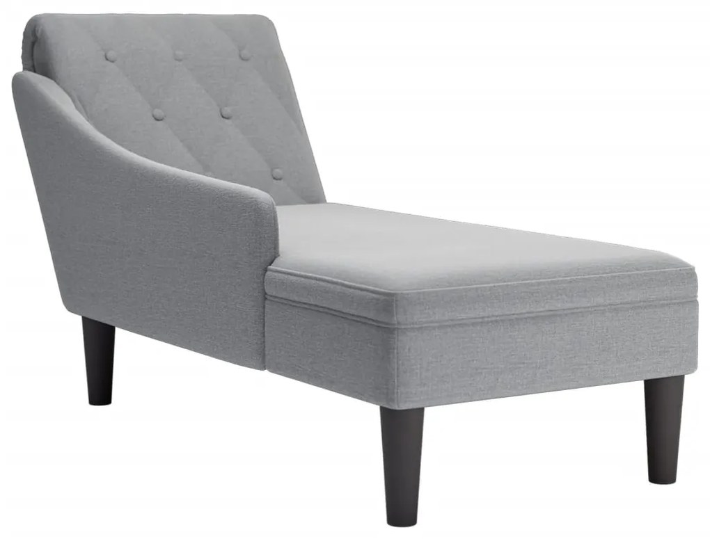 Sdraio Con Cuscino E Bracciolo Destro İn Tessuto Grigio Chiaro /