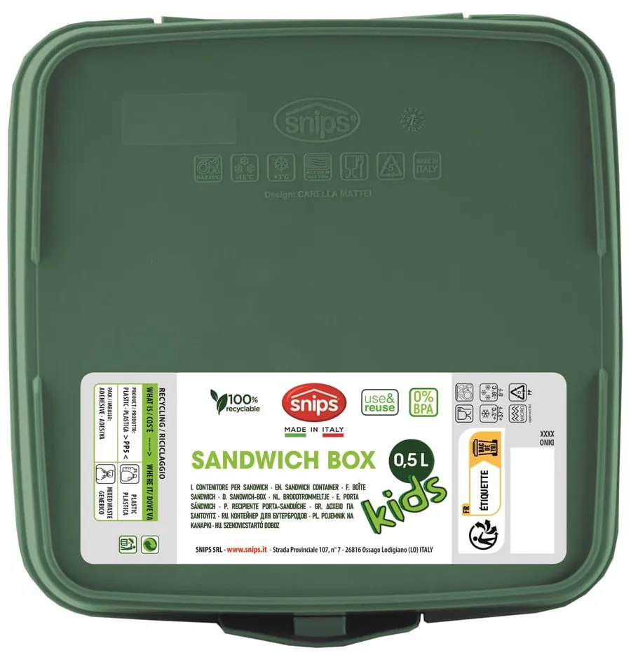 Portapranzo per bambini verde Dinosaur – Snips