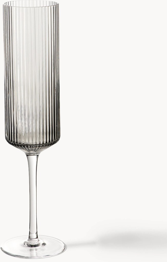 Set di 2 flute da champagne in vetro soffiato Ripple