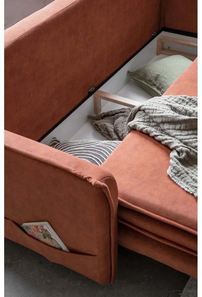 Divano letto in velluto color mattone 225 cm Charming Charlie - Miuform
