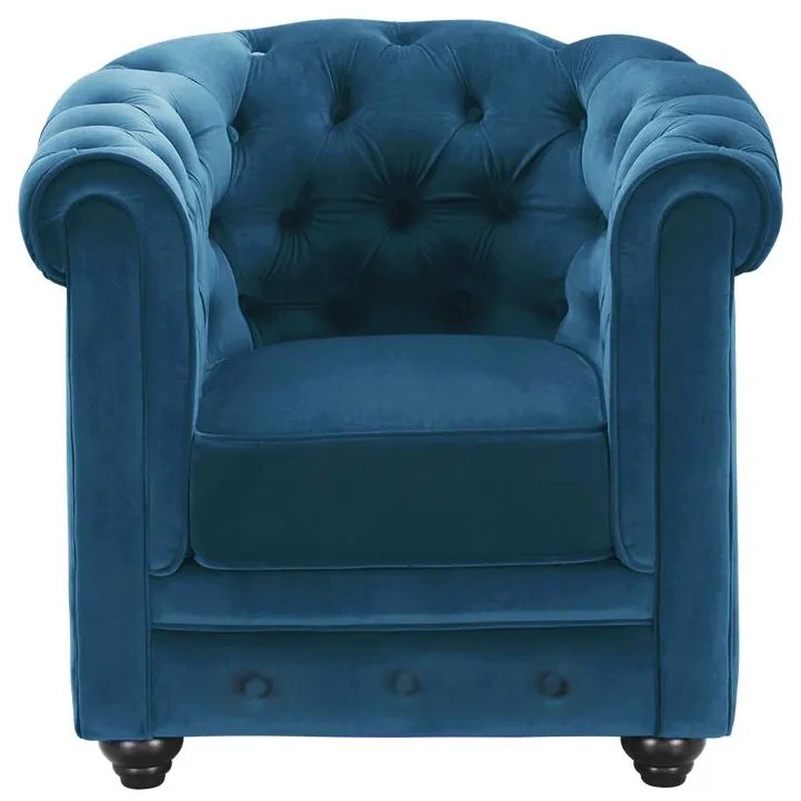 Poltrona CHESTERFIELD in velluto Verde petrolio