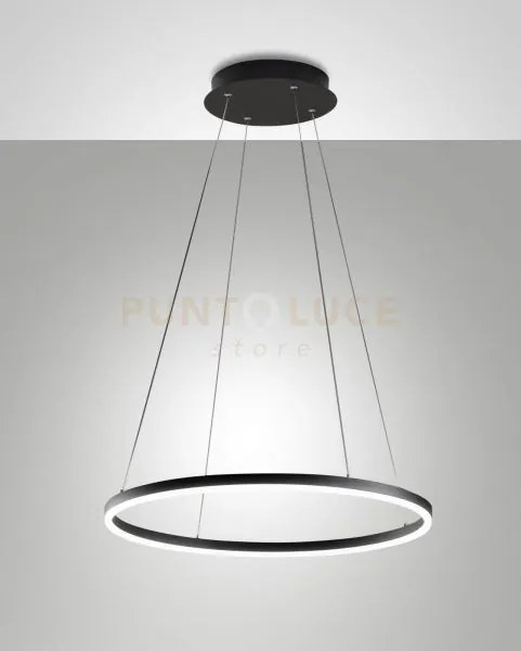 Leo sospensione nera a led 36w 3000k 3780lm d.60cm on/off