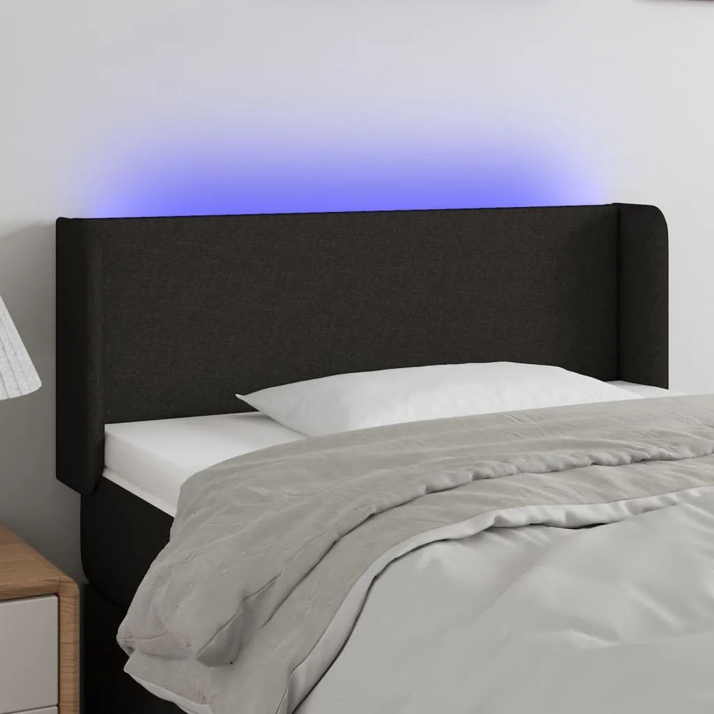 Testiera A Led Nera 103x16x78/88 Cm İn Tessuto /