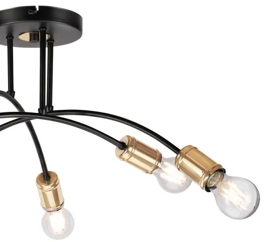 Lampadario a plafone ANYA 6xE27/15W/230V nero/oro