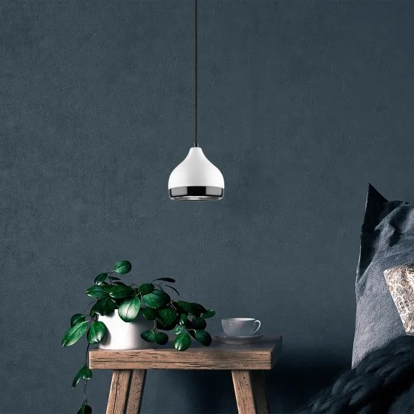 Lampadario a sospensione con filo YILDO 1xE27/40W/230V bianco/nero