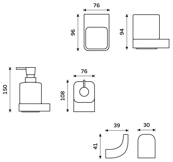 NIMCO NK set-31K-26 - Distributore di sapone, portaspazzolino e gancio a muro NIKAU